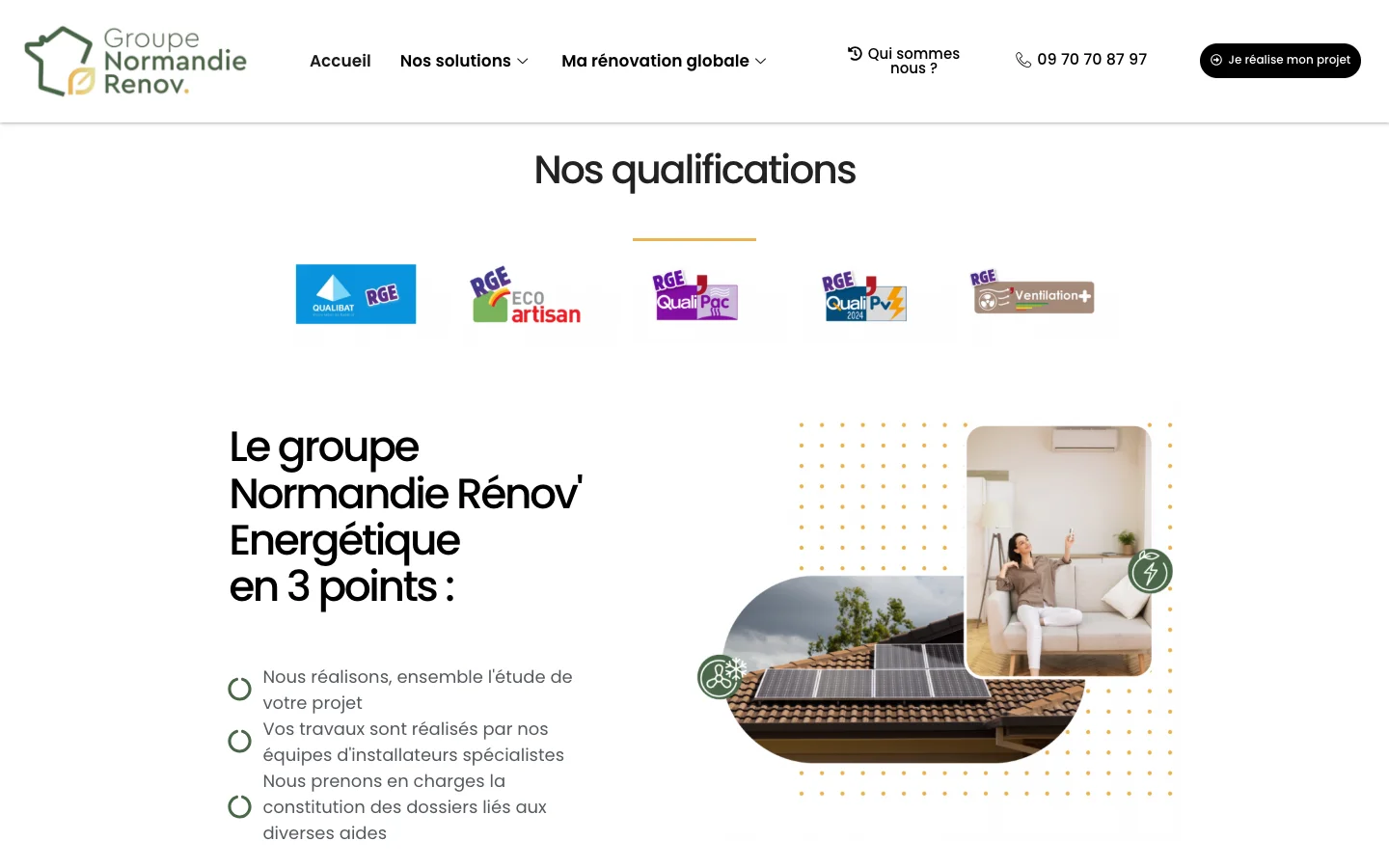 Normandie Rénov — NRE — vue desktop