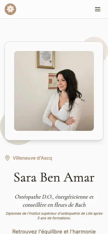 Sara Ben Amar — vue mobile